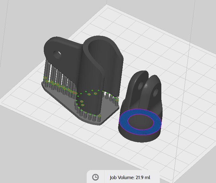 screenshot of the microphone clip parts in the Preform software